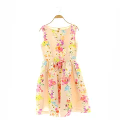 チェスティ Chesty ノースリブフレアワンピース ひざ丈 バックファスナー 0 XS ピンク マルチカラー /YQ ■OS