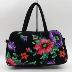 良品 フェイラー シェニール織 花柄 ブラック ゴールド金具 レディースハンドバッグ KRH 2000000 NSK