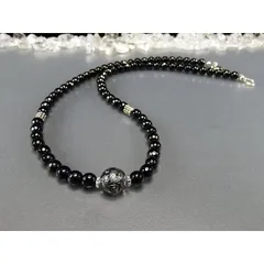 開運魔除け天然石オニキスカット風水昇龍黒龍手彫り水晶ネックレス