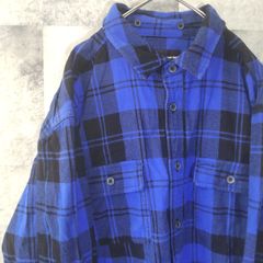 ビンテージネルシャツ☆　長袖　USA古着　ブルー　チェック　M　C20