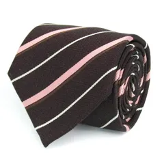 タカキュー ブランド ネクタイ ストライプ柄 シルク メンズ ブラウン TAKA Q 【中古】