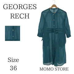 GEORGES RECH ジョルジュレッシュ ワンピース ロングワンピース ラウンドネック シアー シャツワンピ レディース グリーン 36