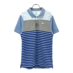 ナイキ ボーダー 半袖 ポロシャツ M ブルー系 NIKE 鹿の子地 メンズ