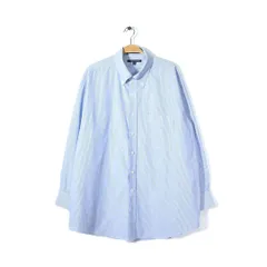 トミーヒルフィガー ボタンダウンシャツ ストライプ ブルー 青 TOMMY HILFIGER メンズXL アメカジ 古着 @CA1260