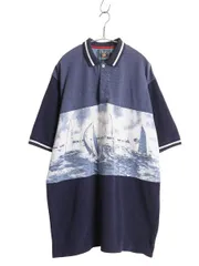 【お得なクーポン配布中!】 80s チャップス ラルフローレン 鹿の子 半袖 ポロシャツ メンズ XL / ヴィンテージ ポロ ヨット プリント マリン 半袖シャツ 大きいサイズ