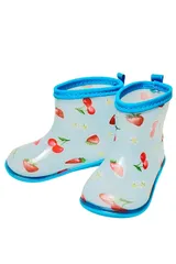 [Kids Foret] レインブーツ キッズ 長靴 子供 ベビー 女の子 軽量 通園 通学 ユニコーン チェリー イチゴ KF81820 (S,16cm) [サックス] [16.0 cm]