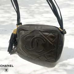 CHANEL マトラッセ ヴィンテージ バッグ フリンジショルダー ラムスキン 黒　タッセル付き　ココマーク　キルティング