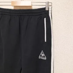 希少☆le coq sportif スウェットパンツ トラックジャージ ボトムス 裏パイル ブラック サイドライン サイズM〜L相当 テック y2k 美品 サンプル レア ルコックスポルティフ スポーツ ブランド古着 USED
