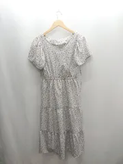 ◇ ⊂ OLIVE des OLIVE オリーブ デ オリーブ 花柄 半袖 ロング ワンピース サイズF ベージュ ブルー レディース E  【1502060017725】