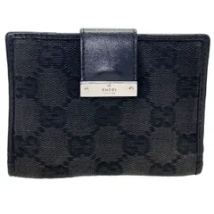 グッチ パスケース ロゴプレート 定期入れ GGキャンバス レザー 革 ブラック 黒 92274 GUCCI カードケース カードホルダー カード入れ 名刺入れ IC ID 通勤 通学 ブランド小物【中古】