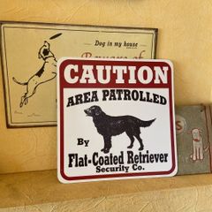 Caution コーションサインボード　フラットコーテッドレトリーバー　アメリカ直輸入　新品未使用