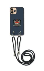 iPhone 16 ProMAX アイフォン16プロマックス スマホケース ショルダーストラップ 紐 付き ハート ハートに火をつけろ タトゥー 刺青 アメカジ カジュアル かっこいい ネイビー カラー03