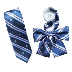 [SHUCLASS] スクールリボン ネクタイ【2点セット】 女子 制服リボン 学生服 紺色 中学生 高校生リボン ブルー 桜