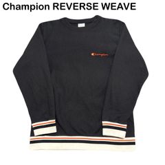Champion チャンピオン REVERSE WEAVE リバースウィーブ ワンポイントロゴ 刺繍ロゴ メンズ レディース 黒 オレンジ トレーナー スウェット Mサイズ