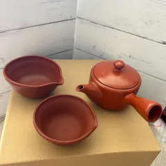 急須　朱泥　煎茶器　3点　まとめセット　陶印あり　常滑焼　清水園