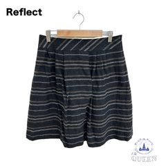 ☆美品☆ Reflect リフレクト フレアスカート ミニ丈 ガーリー カジュアル 大きいサイズ レディース ブラック ボーダー 11 日本製 v-86 送料無料