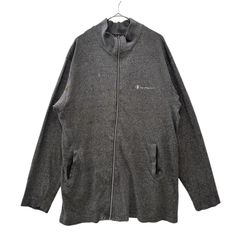 チャンピオン Champion ジップアップスウェット ダークグレー 灰色 Mサイズ 古着【訳あり：左袖に汚れあり】 E706
