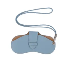 [CARRY ALL BEFORE ONE] メガネケース ネックストラップ付き 眼鏡ケース 薄型 スリム ソフト おしゃれ レディース メンズ PUレザー 軽量 コンパクト めがね 収納 持ち運び 携帯用 ストラップホール ラ [ライトブルー] [タイプA]