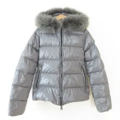 美品 DUVETICA デュベティカ ADHARA アダラ フォックスファー ショート丈 フーデッド ダウンジャケット ブルゾン 40 グレー レディース 古着 中古 USED