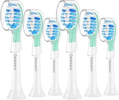 Dealswin 互換品 互換 フィリップス ソニッケアー 替えブラシ 歯垢除去 philips sonicare 対応 電動歯ブラシ レギュラー C3 C2 W2 G2 A3 など対応 家庭 旅行用 6本セット(ブルー,  6本)