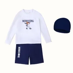 ☆ D×ホワイト ☆ 6T(110cm) ☆ キッズ水着 ラッシュガード 長袖 キッズ 水着 セパレート 男の子 スイムウェア スイミングウェア 上下セット ジュニア 子供 子ども こども 長袖 ラッシュガード 海パン スイムパンツ おしゃれ