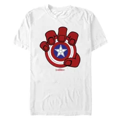 【送料無料】 マーベル メンズ Tシャツ トップス Men's Marvel Captain America Brave New World Red Hand And Shield Graphic Tee White
