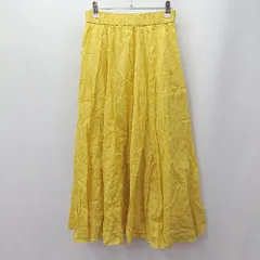 ◇ ⊂　美品 アーバンリサーチ 無地柄 ロング ギャザー ギャザーロングスカート サイズF イエロー系 レディース E  【1507280006795】