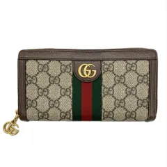 グッチ GUCCI オフィディア ラウンドファスナー GGスプリームキャンバス レザー 523154 8745 ブラウン ゴールド金具【中古】