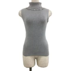 レディ Rady セーター ニット プルオーバー タートルネック 無地 ビジュー リブ ノースリーブ F グレー