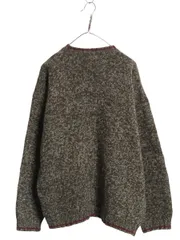 【お得なクーポン配布中!】 90s エディーバウアー ウール ニット セーター メンズ L 古着 オールド クルーネック 長袖ニット シンプル ゆったり オリーブ マルチカラー