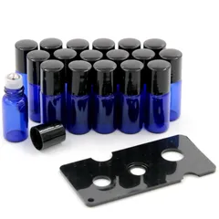 XPデザイン アロマ ロールオンボトル ロールオン ガラス 遮光瓶 オイル 香水 精油 詰替 保存 容器 ボトル ビン 香水瓶 (藍色 3ml 18本r) [藍色3ml 18本r]