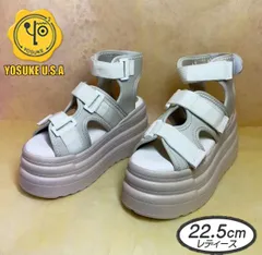 ☆新品未使用・美品☆ 22.5cm ヨースケ YOSUKE 厚底サンダル レディース アイボリー ブーツサンダル ベルクロ スポーツサンダル 約9cm厚底フラットソール　MY1234-271