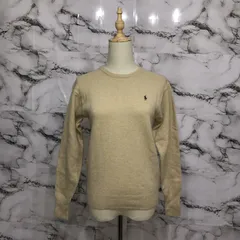 美品<!-利用不可文字-!>　ラルフローレン　RarphLauren 長袖セーター　【M】　ベージュ　ロゴ刺繍　シンプル　定番　高級　大人　キレイ