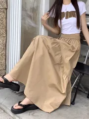 ロングスカート マキシスカート レディース フレアスカート 体 型カバー