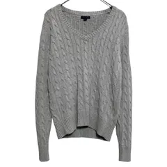 TOMMY HILFIGER コットンニット セーター レディース L グレー トミーフィルフィガー Vネック 古着卸 アメリカ仕入 a611-7492