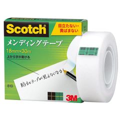 L018 テープ　3M　スコッチ テープ　メンディングテープ　18mm×30m　小巻 810-1-18　ラッピング　封かん　子ども　工作　幼稚園　小学校　オフィース　事務　机上　引き出し　小さめ　つや消し加工　テープに文字が書けます　 21200719042