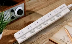 【送料無料】電源タップ 雷ガードタップ 個別スイッチ付き6口 タップ コンセント 延長コード 1m タップ OAタップ オフィス 延長ケーブル コード 個別スイッチ ホコリ防止シャッター付き ホワイト