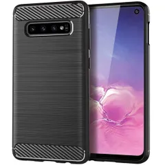 Galaxy S10 ケース SC-03L SCV41 ギャラクシーs10 カーボン調 薄型 耐衝撃 ソフト ケース 【Color】 ブラックのサムネイル