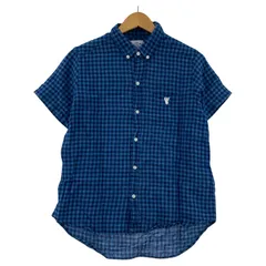 coen  コーエン    ボタンダウン チェック半袖シャツ sizeMEDIUM/ブルー系