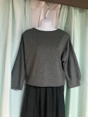 1318.GU グレー 千鳥格子のドルマンスリーブ長袖 トップス☆