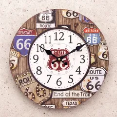 壁掛時計 アンティークエンボスクロック US Route66 USルート66
