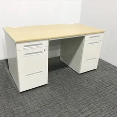 タモの両袖文机　《リペア済》 タモの両袖文机 《リペア済》 【公式通販】