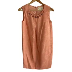 Chesty(チェスティ) ワンピース サイズ1 S レディース美品  - オレンジ×ベージュ クルーネック/ノースリーブ/ひざ丈/ビジュー/ラメ