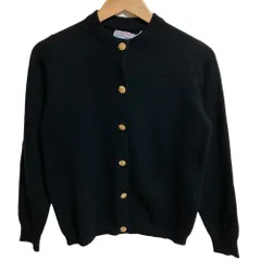 美品 BALLANTYNE × BURBERRY バランタイン バーバリー 別注 ヴィンテージ カシミヤ100％ 金ボタン ニットカーディガン ブラック レディース 古着 中古 USED