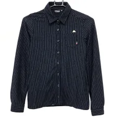 【超美品】カッパ 長袖ポロシャツ 黒×白 ストライプ 胸ポケット レディース S ゴルフウェア Kappa