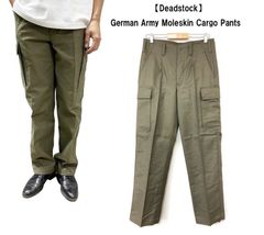 【Deadstock】90's German Army Moleskin Cargo Pants ドイツ軍 モールスキン カーゴパンツ 5ポケ 無地 サイズ(表記)：6 オリーブ系【PI】