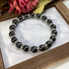 ヘマタイト パワーストーン ブレスレット 天然石 10mm （シルバー）メンズ・レディース　男性・女性　数珠ブレス　開運  [o]