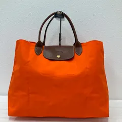 5344　LONGCHAMP　ロンシャン　ハンドバッグ　ルプリアージュ　 オレンジ系　ナイロン　レザー　レディース
