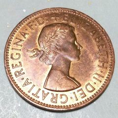 エリザベス2世　ヤングヤング肖像　イギリス　1ペニー　銅貨　(1967年発行)　未使用に近い　美品