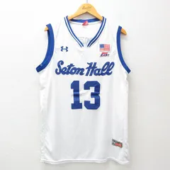 L/古着 アンダーアーマー ノースリーブ Tシャツ メンズ Seton Hall Vネック 白他 ホワイト ユニフォーム ゲームシャツ 25jun26 中古